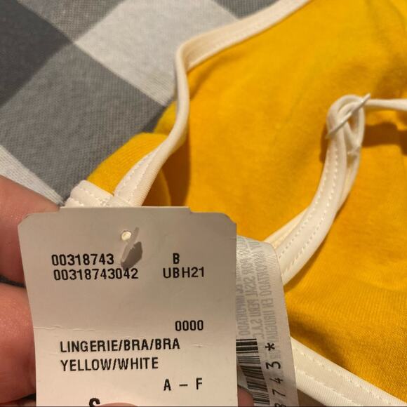 NWT Forever 21 Yellow & White Piping Wirefree Bralette Women's Size Small - Picture 8 of 9